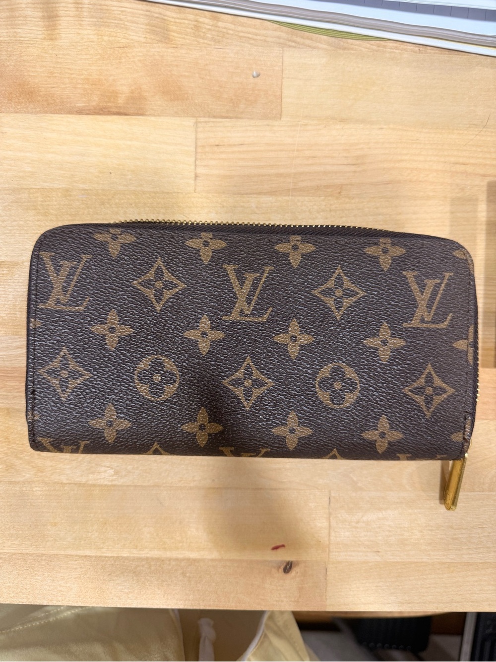 Louis Vuitton Monogram Canvas Zip Wallet in Brown and Gold